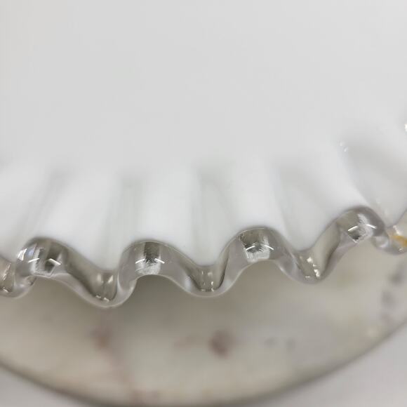 Vtg Fenton Silver Crest Milk Glass Cake Stand 12.75” Ruffled Edge Pedestal Plate - Picture 5 of 16
